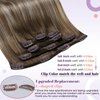 LaaVoo Clip in Hair Extensions Real Human Hair Balayage Hair Extensions Clip ins Light Brown Ombre Blonde Human Hair Clip in Extensions Natural Straight 16 Inch 5pcs/80g #8/60/8