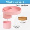 My Travel Tray/Round - USA Made. Easily Convert Your Current Cup Holder to a Tray and Cup Holder for use with Car Seats, Booster,Stroller and Anywhere You Have a Cup Holder! (Light Pink)