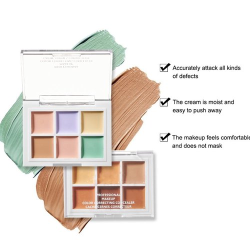 Melemando Color Correcting Concealer Palette 6 Colors Lightweight Smooth Correcting Contour Cream Makeup Palette (Color 01)