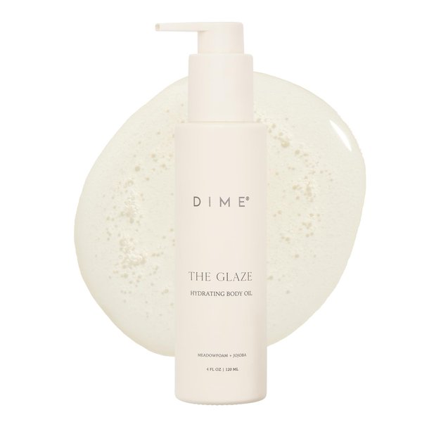 Dime Beauty Glaze Body Oil, Hydrating, Non-Greasy Massage Oil, Argan and Jojoba Oil for Skin, Bath Oil for All Over Body Glow, 4 oz / 120 ml