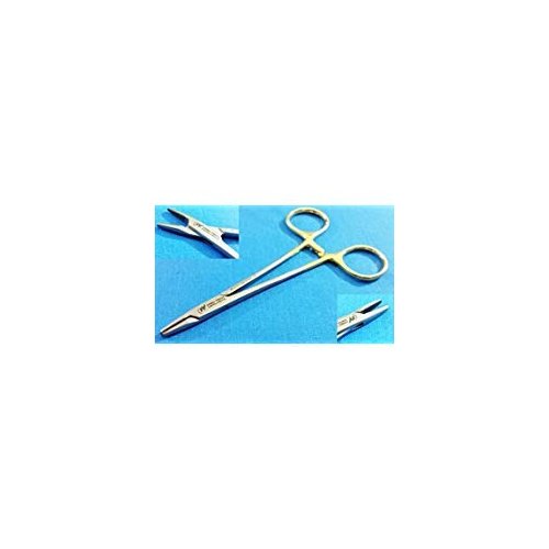 T/C DERF Needle Holder Driver Pliers 5" (12.7 cm) Short Jaws with Tungsten Carbide Cross Serrated Inserts (HTI Brand)