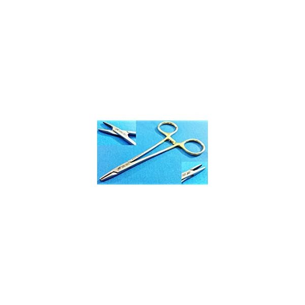 T/C DERF Needle Holder Driver Pliers 5" (12.7 cm) Short Jaws with Tungsten Carbide Cross Serrated Inserts (HTI Brand)