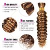 Human Braiding Hair 26 Inch Deep Wave Bulk P4/27 Human Hair for Braiding No Weft 2 Bundles 100g Curly Human Hair for Boho Braids 100% Unprocessed Brazilian Virgin Hair for Human Hair Extensions