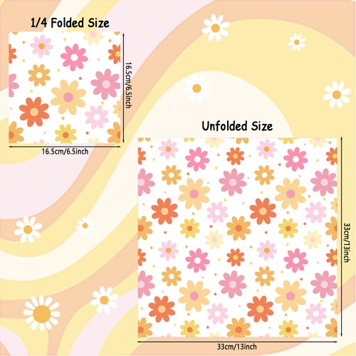 60 PCS Daisy Paper Napkins Groovy Daisy Boho Dinner Napkins Disposable Daisy Flower Decorative Party Napkin for Baby Shower Birthday Wedding Seasonal Holiday Party Supplies