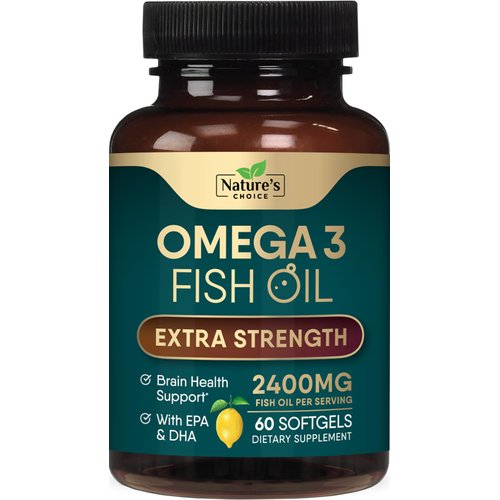 Triple Strength Omega 3 Fish Oil 2400 mg Supplement, Nature's Omega-3 Supplements, Brain & Heart Health Support - EPA & DHA, Fish Oil in Each Softgel, Fatty Acids Fish Oil Supplement - 60 Softgels