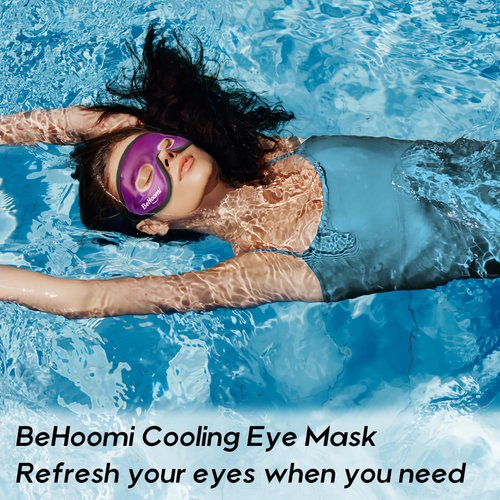 BeHoomi Cooling Eye Mask, Gel Eye Mask with Holes, Reusable Ice Mask, Cool Eye Ice Pack, Comfort Snug Fit, No Freeze, Cold Eye Compress for Home, Office, Relaxation, Morning Refreshment, Purple