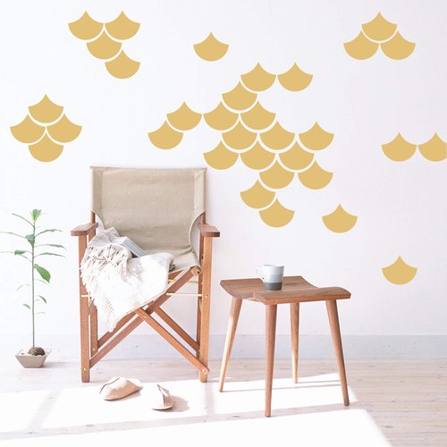 40 Pcs Mermaid Scale Wall Decal, Nursery Decor, Geometric Decals, Modern Wall Decals, Unique Wall Decor for Kids, Wall Decals for Girls Boys Room(Y06) (Matte Gold)
