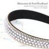 CURASA Rhinestone Headband Women Silver Headband for Women Non Slip Crystal Wide Headbands Pearl Head Band Glitter Diamond Headbands Fashion Hair Accessories for Women Girls