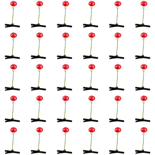 Framendino, 30 Pack Mushroom Sprout Hair Clips Cute Mushroo Hair Clip Red Mushroom Hairpin Funny Plant Hair Accessories Women Party (Red)