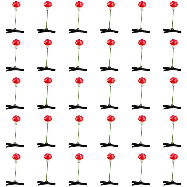 Framendino, 30 Pack Mushroom Sprout Hair Clips Cute Mushroo Hair Clip Red Mushroom Hairpin Funny Plant Hair Accessories Women Party (Red)
