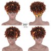 LEOSA Kinky Curly Wigs for Black Women Head Wrap Wigs 2 in 1 Afro Short Curly with Bangs Synthetic Wig Headwrap Wigs Afro High Puff with Bangs Wigs Curly Full Wig with Multicolor Scarf Wig