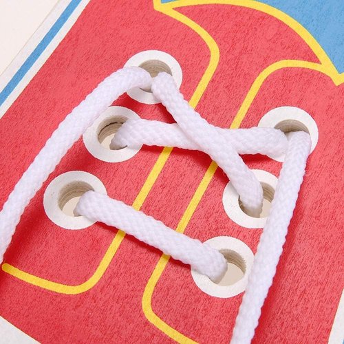 Threading Lacing Shoes Training Early Learning Kits- Shoes Learning Toy Kits Learn to Tie Your Own for Kids Practical Learning Toys -Kids Toddler Early Learning Toy Wooden Threading Lacing Shoes