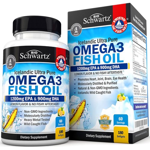 Triple Strength Omega 3 Fish Oil Supplement - 2250mg EPA DHA Omega 3 Fatty Acids from Wild Caught...