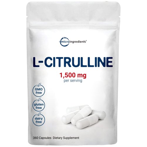 Micro Ingredients L Citrulline Capsules, 1500mg Per Serving, 360 Counts, Citrulline Pre-Workout Supplement, Non-GMO