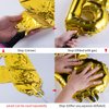 TONIFUL 3D Gold Happy Birthday Balloons Banner with Ribbon Straw, 16 Inch Mylar Foil Letters Birthday Sign Banner Balloon Bunting Reusable for Girls Boys Kids & Adults Birthday Halloween Supplies