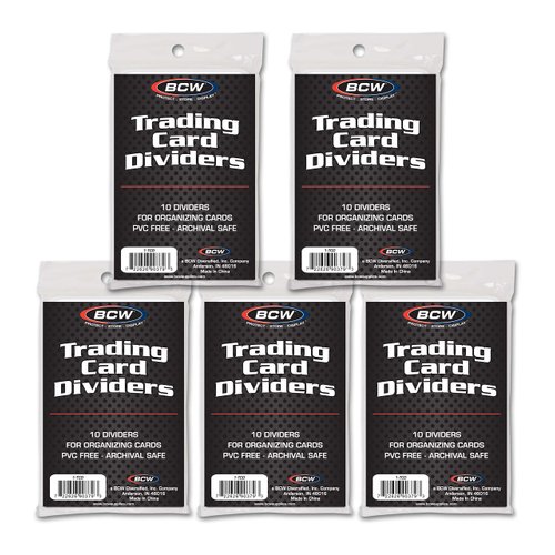 BCW Card Dividers | 5 Packs of Trading Card Divider Cards (50 Dividers Total) | Card Dividers for Storage Boxes | Card Sorter Tabs | Plastic Dividers for Trading Card Storage with Write-On Tabs
