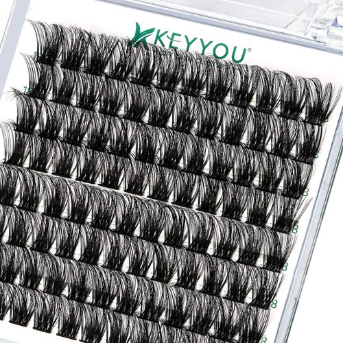 Lash Clusters 96pcs Individual Lashes D Curl 18mm Cluster Lashes KEYYOU Volume Wispy Lash Extension Soft&Comfortable Easy DIY at Home(Y08 D-18mm)