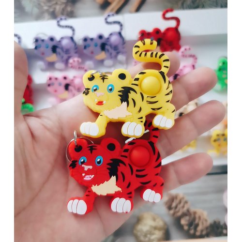 mypush popo Bulk Animal Students Party Favors from Teacher, Mini Pop Holiday Classroom Fidget Prize Present for Kids (24 Tiger)