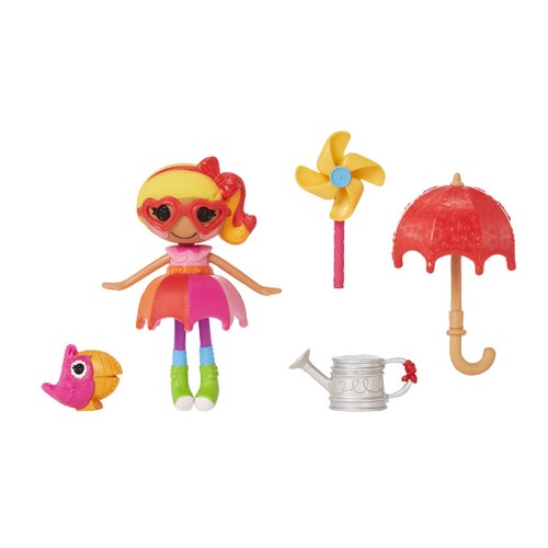 Lalaloopsy Mini Doll - April Sunsplash with Mini Pet Toucan, 3" Colorful Doll with Umbrella, Watering can & More Accessories in Reusable Package playset, for Ages 3-103,Multicolor,579083