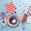 C.R. Gibson TW8-21994 Disposable Dinner Napkins and Guest Towels, 4.25'' x 8'', Red, White, and Blue American Flag, 16pcs