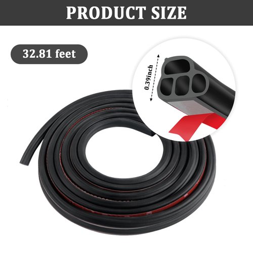 32.8Ft Car Door Rubber Seal Strip,Double Layer L Shape Automotive Weather Stripping,Universal Soundproofing Car Door Seal Strip Car Accessories for Car Door,Hood,Trunk