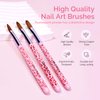 MelodySusie 3Pcs Acrylic Nail Brush Set, Size 8/10/14 Professional Nail Brushes for Acrylic Application Acrylic Powder Nail Art Extension and 3D Nail Carving for DIY Home Salon Nail Art Tool Pink