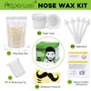 Auperwel Nose Wax Kit, 100g, for Painless Hair Removal, Includes 20 Applicators, 15 Mustache Guards, and 10 Paper Cups, Long-Lasting Results, Dermatologist Tested, Hypoallergenic, Sensitive Skin