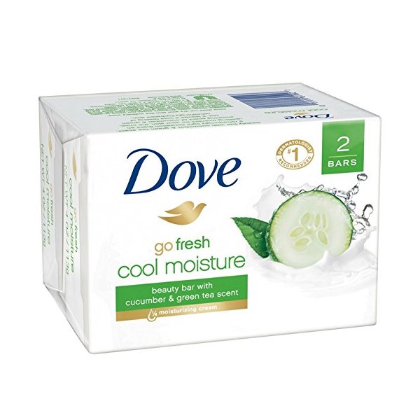 Dove go fresh Beauty Bar Cucumber and Green Tea 4 oz, 2 Bar (Pack of 3)