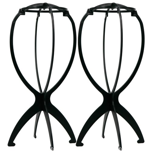 YNHIAG Wig Stands for Short Wigs, Wig Holders, Wig Head Stands, Mask Stands,Wig Stands for Multiple Wigs, Foldable Wig Head Stands for Display, Black, 2 Pack