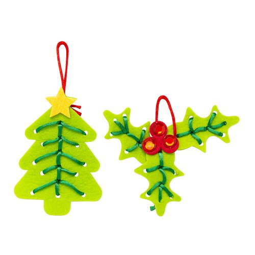 Fun Express Lacing Felt Christmas Ornament Craft Kit - Makes 12