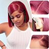 Valiilo Bob Wig Human Hair Glueless Burgundy 13x4 HD Lace Front Wigs Human Hair Pre Plucked 180% Density Straight Lace Front Bob Wig 8 Inch