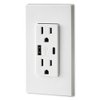 Leviton T5633-W Type A & Type-C USB In-Wall Charger with 15A Outlet, USB Charger for Smartphones and Tablets, White