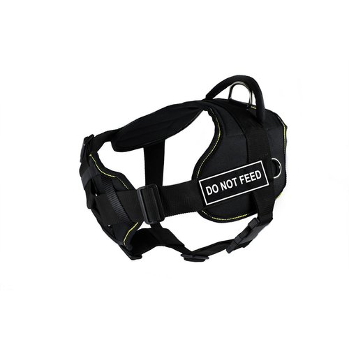 Dean & Tyler Black with Yellow Trim Fun Dog Harness with Padded Chest Piece, Do Not Feed, Small, Fits Girth Size 22-Inch to 27-Inch