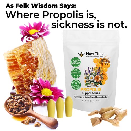 Organic Propolis Suppositories for Men, Women - Natural Hemorrhoid Relief, Support for Burning, Itching, Soothing, and Healing Comfort, 10 Count
