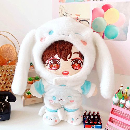 niannyyhouse Doll Dressup 7.8in/20cm Plush Doll Clothes Blue Dog Suit Stuffed Figures Toys Accessories