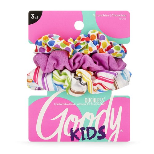 Goody Ouchless Hair Scrunchie - 3 Count, Purple Rainbow - Help Keep Hairs In Place - Hair Accessories