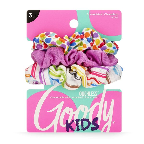 Goody Ouchless Hair Scrunchie - 3 Count, Purple Rainbow - Help Keep Hairs In Place - Hair Accessories
