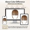 Clip in Bangs 100% Human Hair Fake Bangs Clip in Hair Extensions Light Brown Air Bangs Fringe With Temples Hairpieces for Women Curved Bangs for Daily Wear