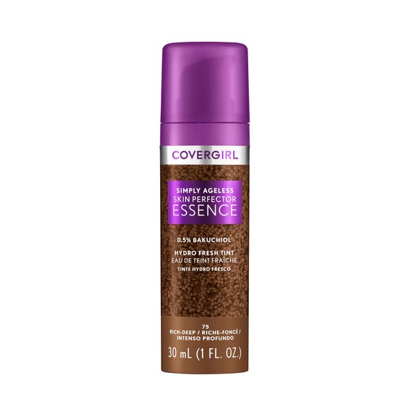 CoverGirl Simply Ageless, 75 Rich-Deep, Liquid Foundation, Lightweight Foundation, Skincare Makeup Hybrid, Vegan Formula, Healthy Glow, Foundation for Dry Skin, 1oz
