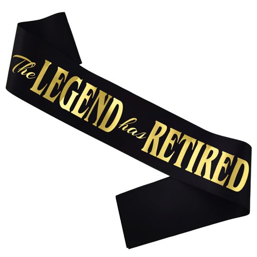 HUBEISIYU The Legend Has Retired Sash, Officially Reitred Sash for Men and Women Gift idea for Retirement Party Decorations Supplies, Black + Gold(The Legend has Retired)