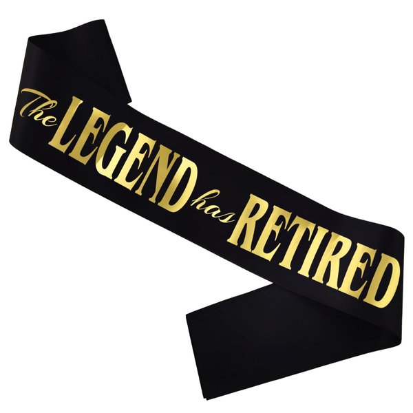 HUBEISIYU The Legend Has Retired Sash, Officially Reitred Sash for Men and Women Gift idea for Retirement Party Decorations Supplies, Black + Gold(The Legend has Retired)