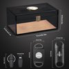 Scotte Cigar Humidors Acrylic Humidor Cigar Box With Hygrometer and Humidifier Hold 20 Cigars Portable Cigar Travel Case Include Cigar Cutters & Cigar Punch Accessories (Grey)