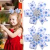 WRBAJIS Snowflake Bow Hair Clips Glitter Christmas Hair Barrettes Grosgrain Ribbon Hair Bows Hair Accessories for Women Girls Christmas Party Supplies 2Pcs White