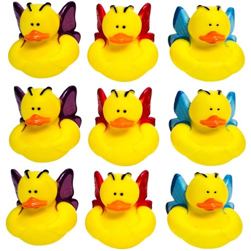 Butterfly Green, Blue, Red & Purple Novelty Rubber Ducks (12 Pack) Quirky & Fun Carnival Game PRIZES. Bath Tub Toys and Jeep Duck Ducking.