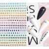 Letter Nail Art Stickers Small Letter Nail Decals Nail Art Supplies 3D Alphabet Nail Stickers Designs Holographic English Font Letters Nail Sticker for Women Girls Nail Art Decoration (8 Sheets)