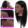 20-22 Inch 100% Mannequin Head Human Hair,Real Human Hair Mannequin Head for Braiding,Cosmetology Manikin Doll Head for Styling with Table Clamp Hair Braiding Set(Brown)