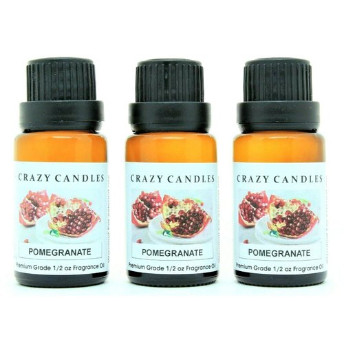 Pomegranate 3 Bottles 1/2 Fl Oz Each (15ml) Premium Grade Scented Fragrance Oil by Cracy Candles (Sweet, Juicy with a Mild Floral Overlay Grenadine)