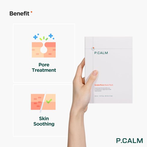 P.CALM UnderPore Facial Sheet Mask (Pack of 5) | Vegan Moisturizing Daily Facial Treatment Mask for Sensitive Skin | Korean Sincare