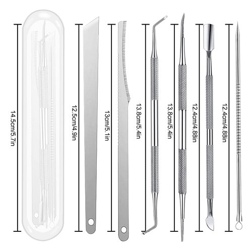 6pcs Ingrown toenail Tool, Toenail File and Lifters, Professional Surgical Stainless Steel Ingrown Toenail Removal Tool Kit, Under Nail Cleaner Tools Pain Relief(Natural color)