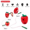 Early Development Toys Wooden Lacing Toys, Montessori Activity Caterpillars Eat Apple and Kids Cheese Toys, Children Learning Educational Wood Block Puzzles Toy for Toddlers Boys Girls